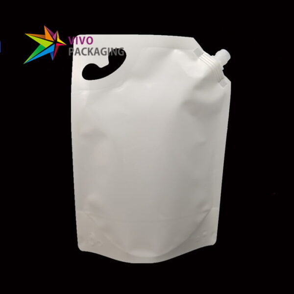 1.5L white stand up pouch with corner spout  48283