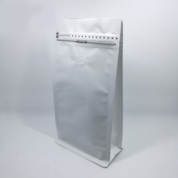 500g white kraft paper box bottom coffee pouch with valve 36254