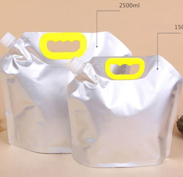 Aluminium Silver Foil Stand Up Spout Pouch Liquid Packaging Pouches with Handle 58384
