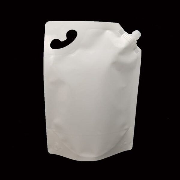 1.5L white stand up pouch with corner spout 48283
