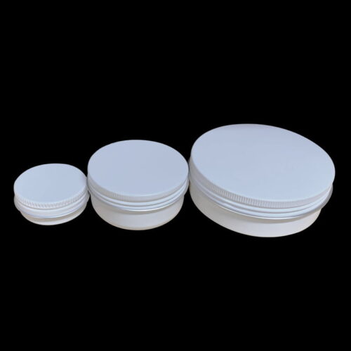 15g Glossy White Aluminium Tin Jar and Screw Cap, Small Tin Box (100 pcs) (D40xH17mm)