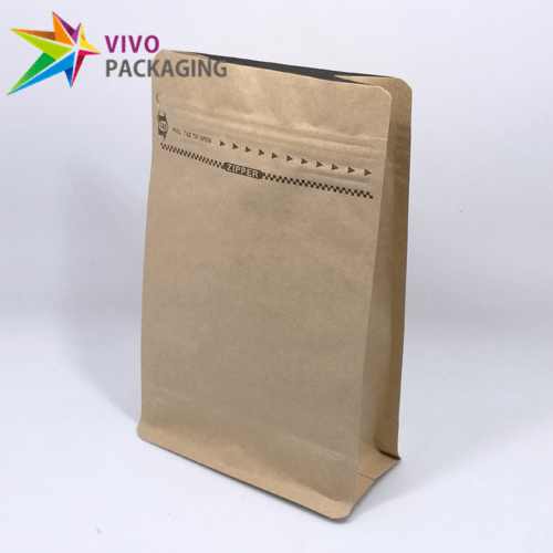 250g kraft paper box bottom bag with pull tab zipper  37826