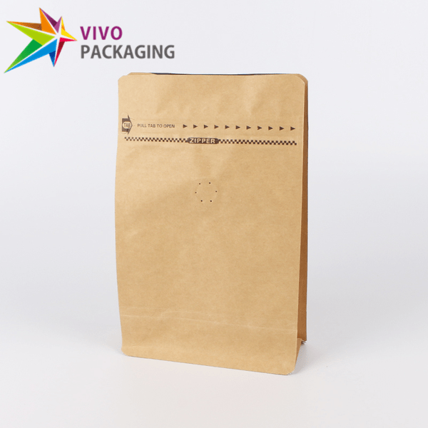 250g kraft paper flat bottom coffee pouch with valve  54034