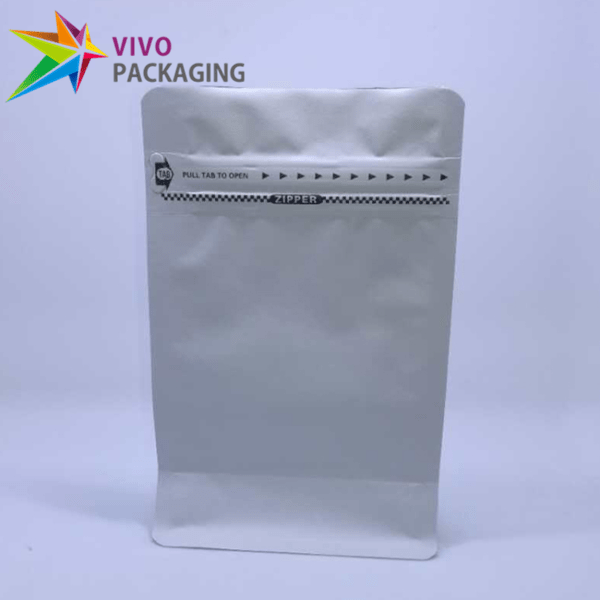 250g white kraft paper box bottom bag with pull tab zipper  18461
