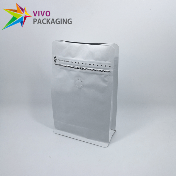 250g white kraft paper box bottom coffee pouch with valve  00694