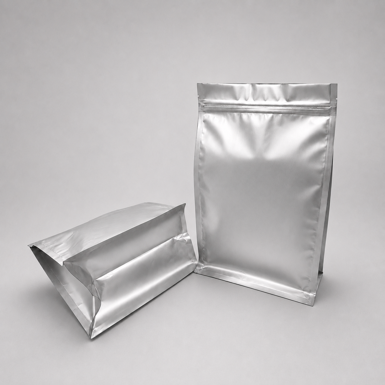 3kg main 3kg Matt Silver Flat Bottom Mylar Bag with Zipper, Foil Lined (100 pcs) (250×380+150mm)