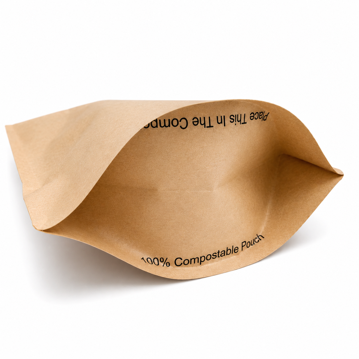 500 BCSUP bottom 500g Biodegradable Stand Up Pouch with Zipper, 100% Compostable (100 pcs) (190×275+100mm)