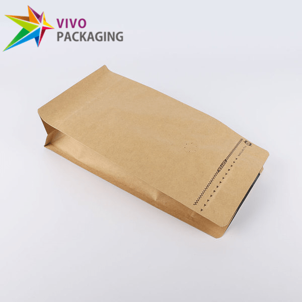 500g kraft paper flat bottom coffee bag with valve  58429