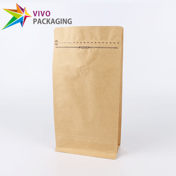 500g kraft paper flat bottom coffee pouch with valve  56118