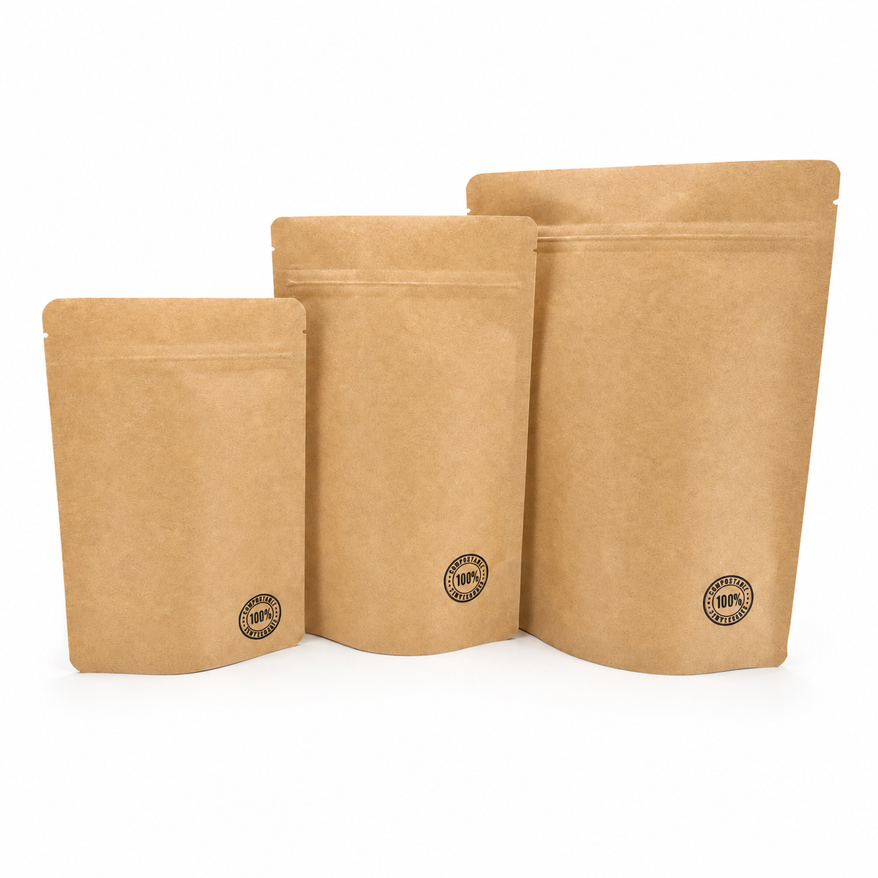 70g_150g_250g BCSUP 01 70g Biodegradable Stand Up Pouch with Zipper, 100% Compostable (100 pcs) (110×170+60mm)