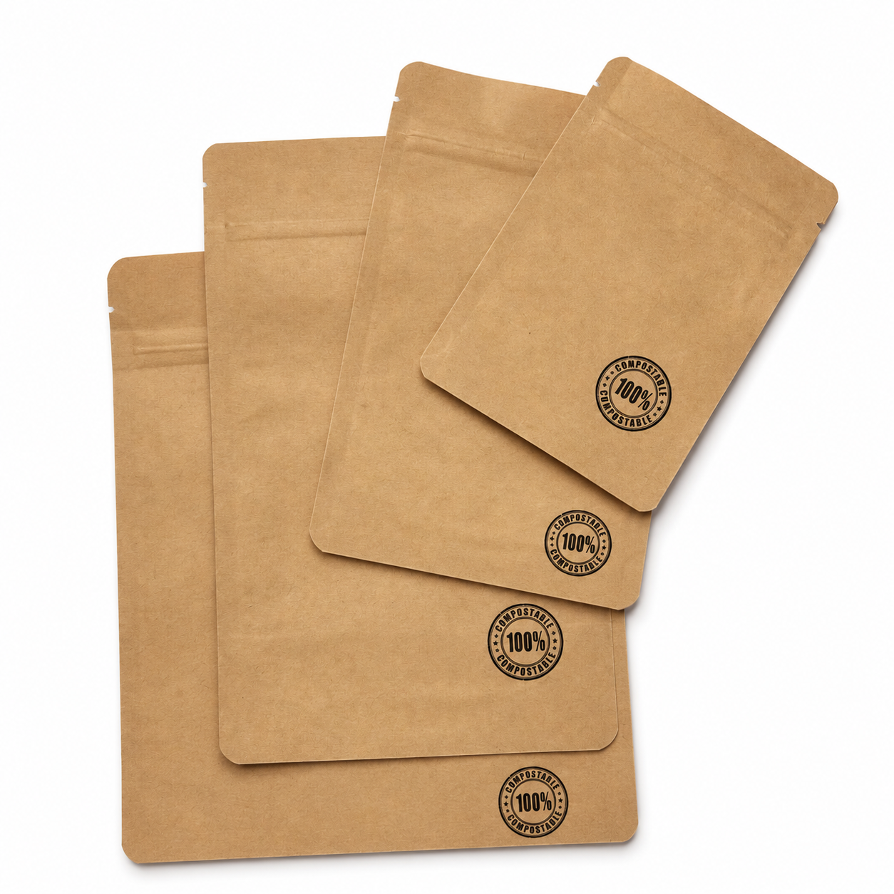 70g_150g_250g BCSUP 02 70g Biodegradable Stand Up Pouch with Zipper, 100% Compostable (100 pcs) (110×170+60mm)