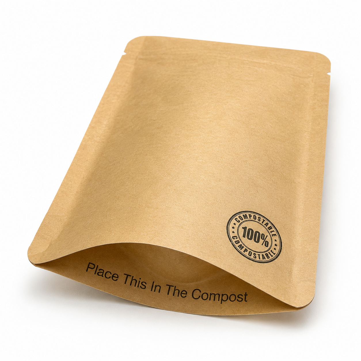 70g_150g_250g BCSUP 03 70g Biodegradable Stand Up Pouch with Zipper, 100% Compostable (100 pcs) (110×170+60mm)