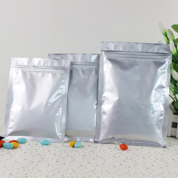 Aluminium Silver Foil 3 Side Seal Mylar Bags, Various Sizes, with Zipper 3
