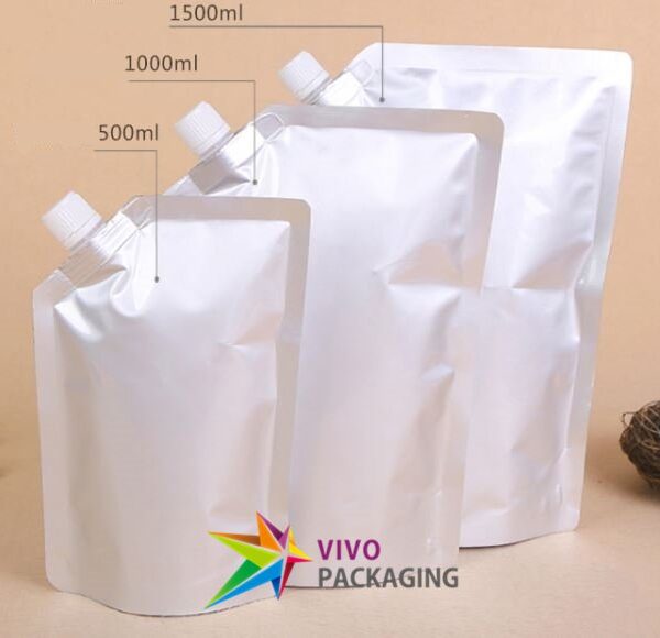Aluminium Silver Foil Stand Up Spout Pouch Liquid Packaging Pouch  96018