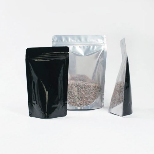 250g Clear/Black Foil Stand Up Pouch with Zipper (100 pcs) (160×230+90mm)