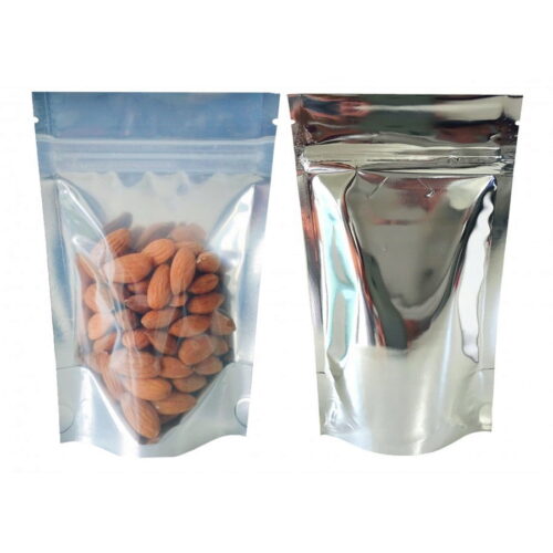 150g Clear/Silver Foil Stand Up Pouch with Zipper (100 pcs) (130×210+80mm)