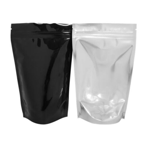 100g Clear/Black Foil Stand Up Pouch with Zipper (100 pcs) (120×200+80mm)