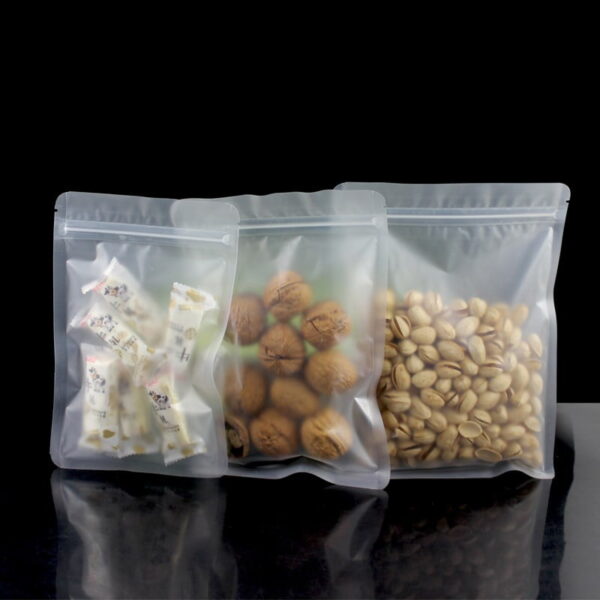 Frosted Clear 3 Side Seal Pouches, Flat Pouch Bags, Various Sizes, with Zipper (100 pcs)