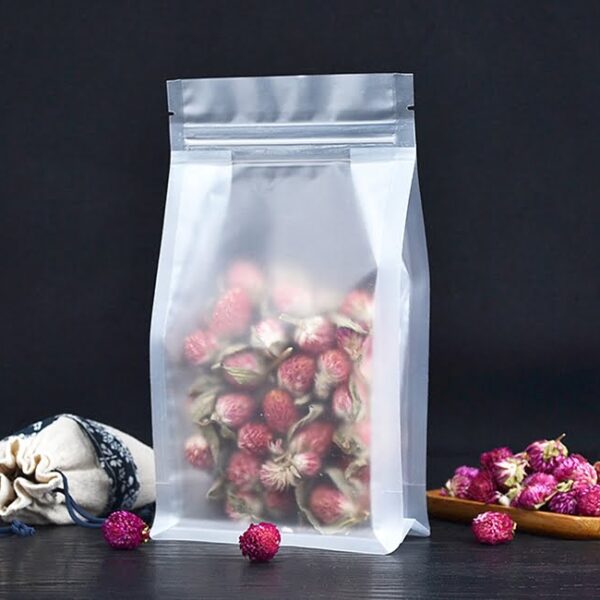 Frosted Clear Flat Bottom Bag with Zipper (100 pcs)