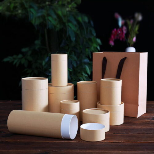 Kraft Paper Cylinders, Eco-Friendly Packaging Tubes, Paper Tea Canisters, Two Piece Paper Tubes White Inner (100 pcs)