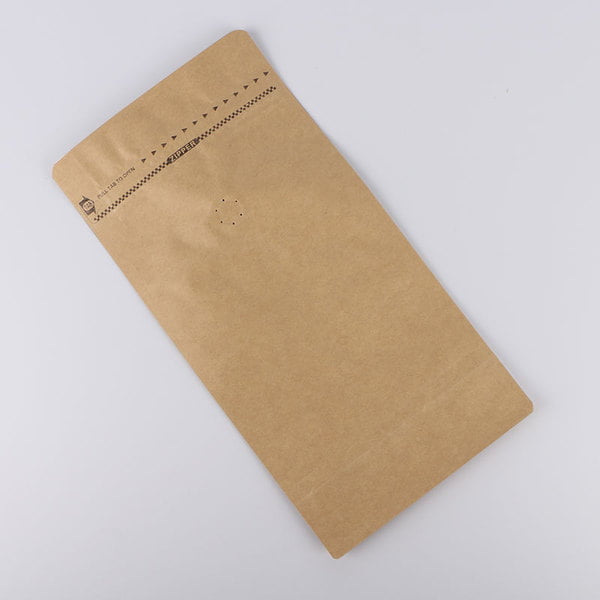 Kraft Paper Flat Bottom Coffee Bag with Valve, Pull Tab Zipper, Foil Lined 4