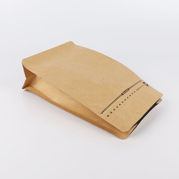 Kraft Paper Flat Bottom Coffee Bag with Valve, Pull Tab Zipper, Foil Lined 5