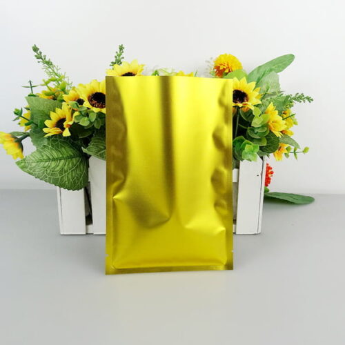 Matt Gold Foil 3 Side Seal Pouches, Various Sizes, No Zipper (100 pcs)