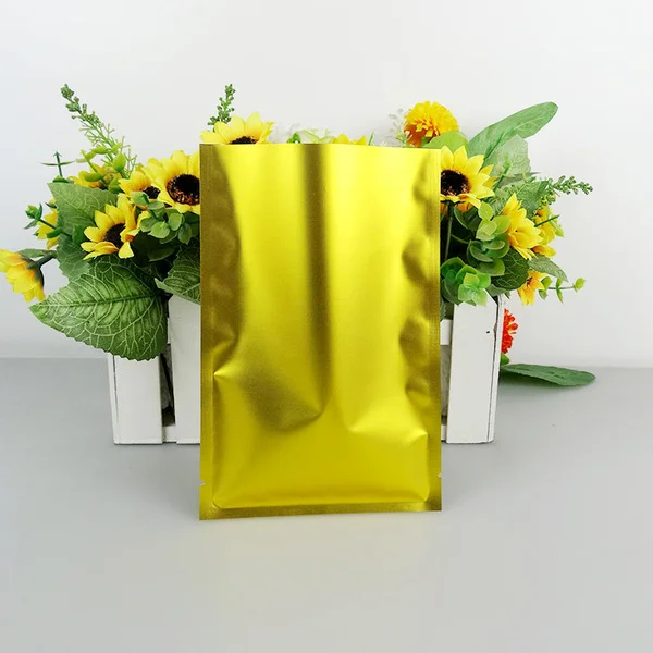 Matt Gold Foil 3 Side Seal Pouches, Various Sizes, No Zipper 1