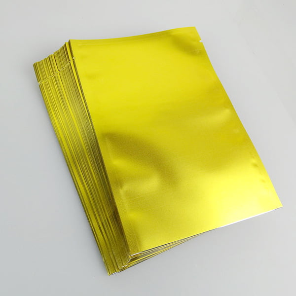 Matt Gold Foil 3 Side Seal Pouches, Various Sizes, No Zipper 2