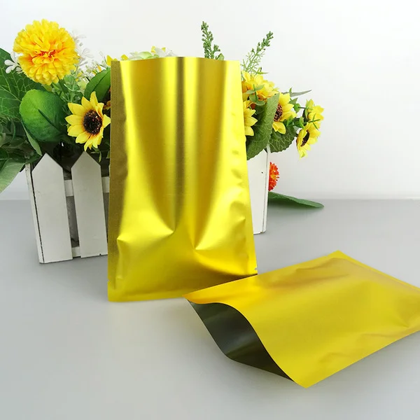 Matt Gold Foil 3 Side Seal Pouches, Various Sizes, No Zipper