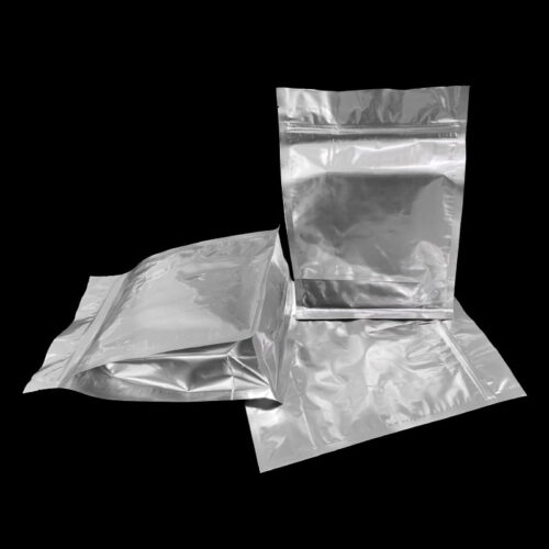3kg Matt Silver Flat Bottom Mylar Bag with Zipper, Foil Lined (100 pcs) (250×380+150mm)