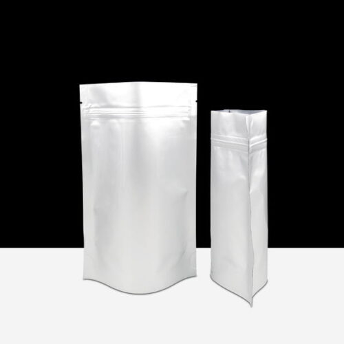 100g Matt Silver Stand Up Mylar Bag with Zipper, Foil Lined (100 pcs) (120×200+80mm)