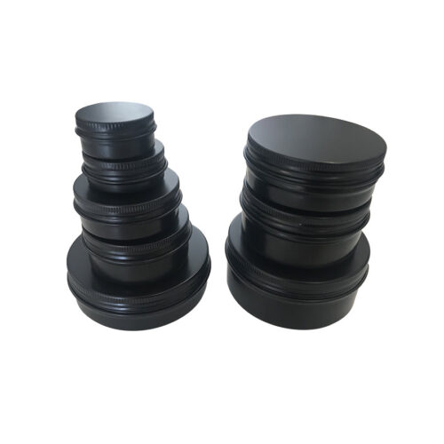 30g Matt Black Aluminium Tin Jar and Screw Cap, Small Tin Box (100 pcs) (D52xH21mm)