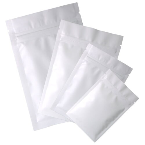 Matt White 3 Side Seal Pouches, Various Sizes, with Zipper (100 pcs)