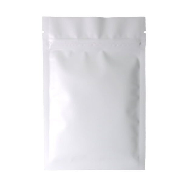 Matte White 3 Side Seal Pouches, Various Sizes, with Zipper