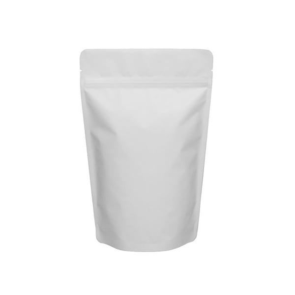 Matte White Stand Up Pouch with Zipper, Foil Lined
