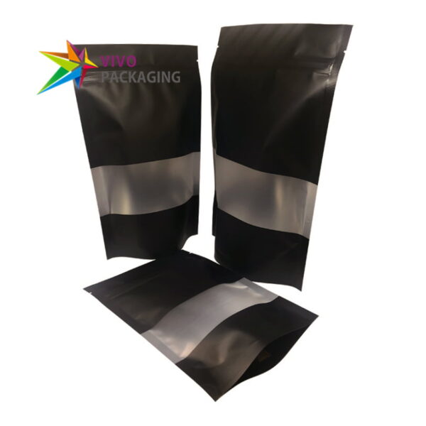 Matte Black Stand Up Bags with Window  13090