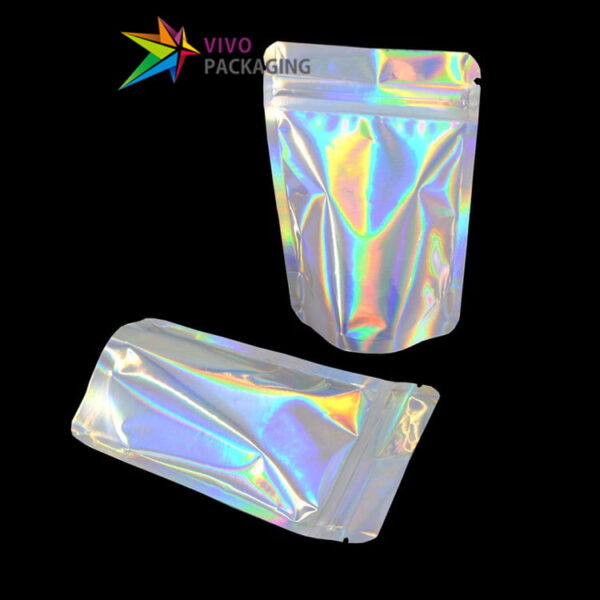 VIVO PACKAGING Holographic Rainbow Stand Up Pouch with Zip Lock  38244