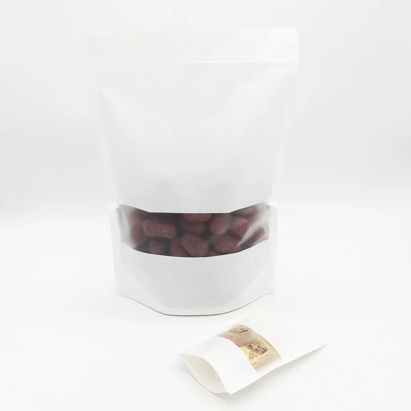 White Paper Stand Up Pouch with Zipper, Rectangular Window (100 pcs) 2 White Paper Stand Up Pouch with Zipper, Rectangular Window (100 pcs) 2