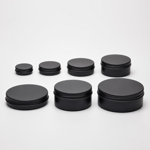 60g Matt Black Aluminium Tin Jar and Screw Cap, Small Tin Box (100 pcs) (D68xH25mm)