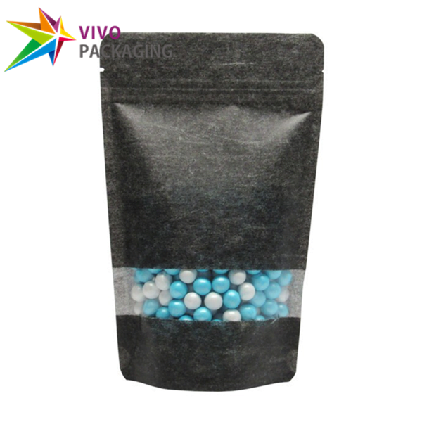black rice paper stand up pouch  24546