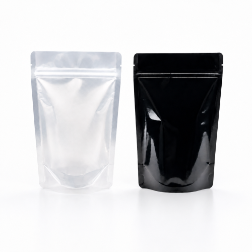 100g Clear/Black Foil Stand Up Pouch with Zipper (100 pcs) (120×200+80mm)