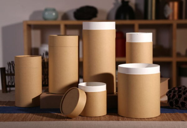 kraft paper cylinders eco friendly packaging tubes paper tea canisters with white kraft inner  62771