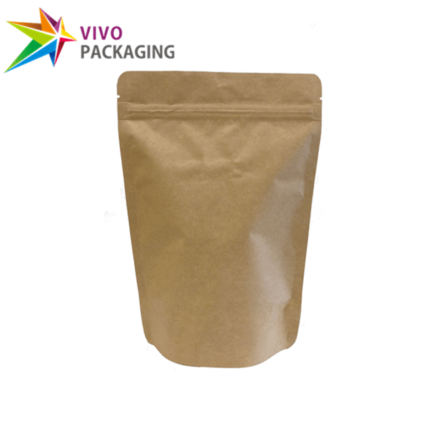 kraft paper stand up pouch with zipper no window foil lined  24002