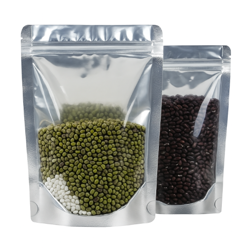 1kg Clear/Silver Foil Stand Up Pouch with Zipper (100 pcs) (240×335+120mm)