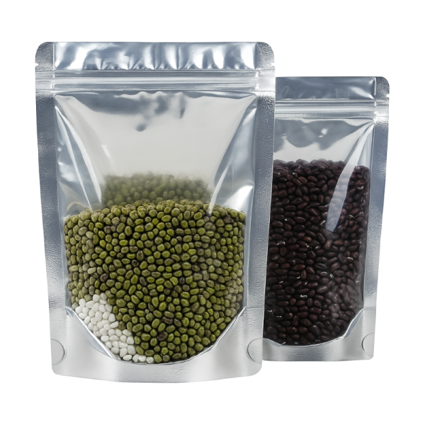 150g Glossy Black Stand Up Pouch with Zipper, Oval Window (100 pcs) (130×210+80mm)