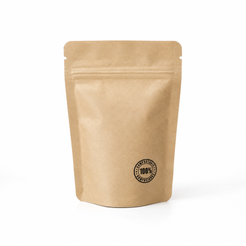 28g Biodegradable Stand Up Pouch with Zipper, 100% Compostable (100 pcs) (90×130+60mm)