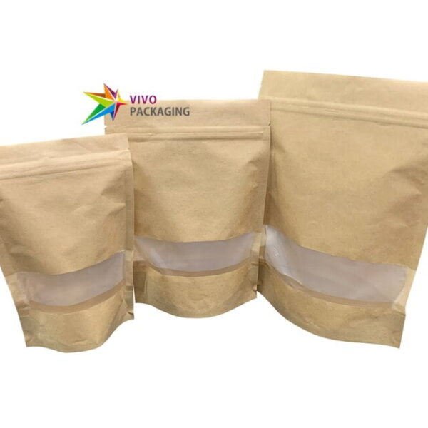 Biodegradable Kraft Stand Up Pouch with Window compostable coffee bags australia  86450.1604846849