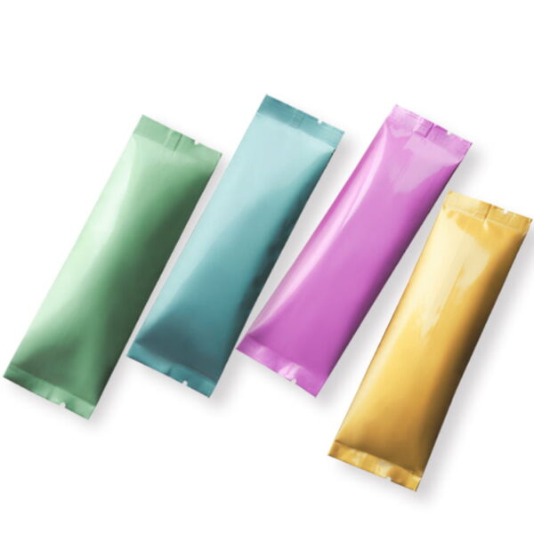 Glossy Finish Back Seal Pillow Pouches, Small Stick Sachets for Powder Packaging, 6 Colours Available
