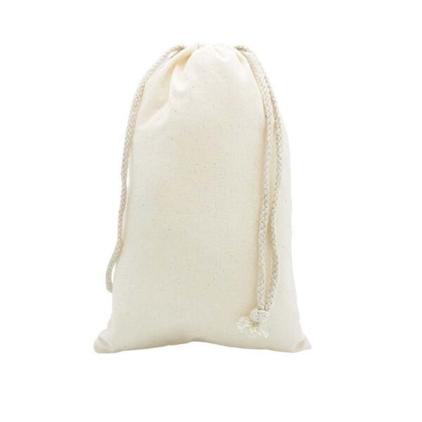 Calico Bags with Drawstrings, Natural Cotton, Various Sizes (100 pcs)